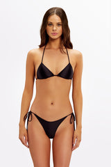 Eboni Nero Gloss tie side bikini bottoms – front view