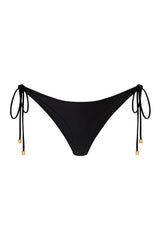Eboni Nero Gloss – black silk-effect bikini with gold toggles