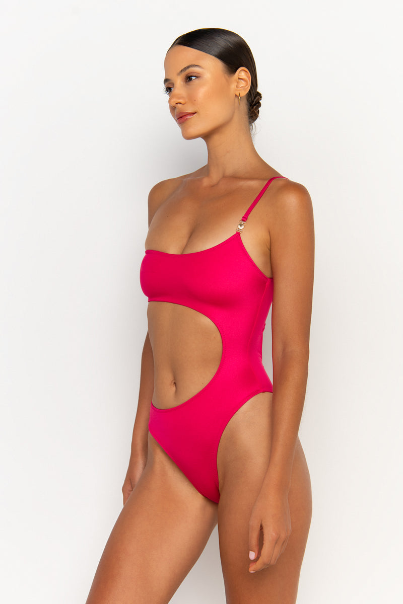 side view womens best bikini by sommer swim bikini swimwear hot bikinis this summer - bonita magenta is a fuchsia one piece swimsuit