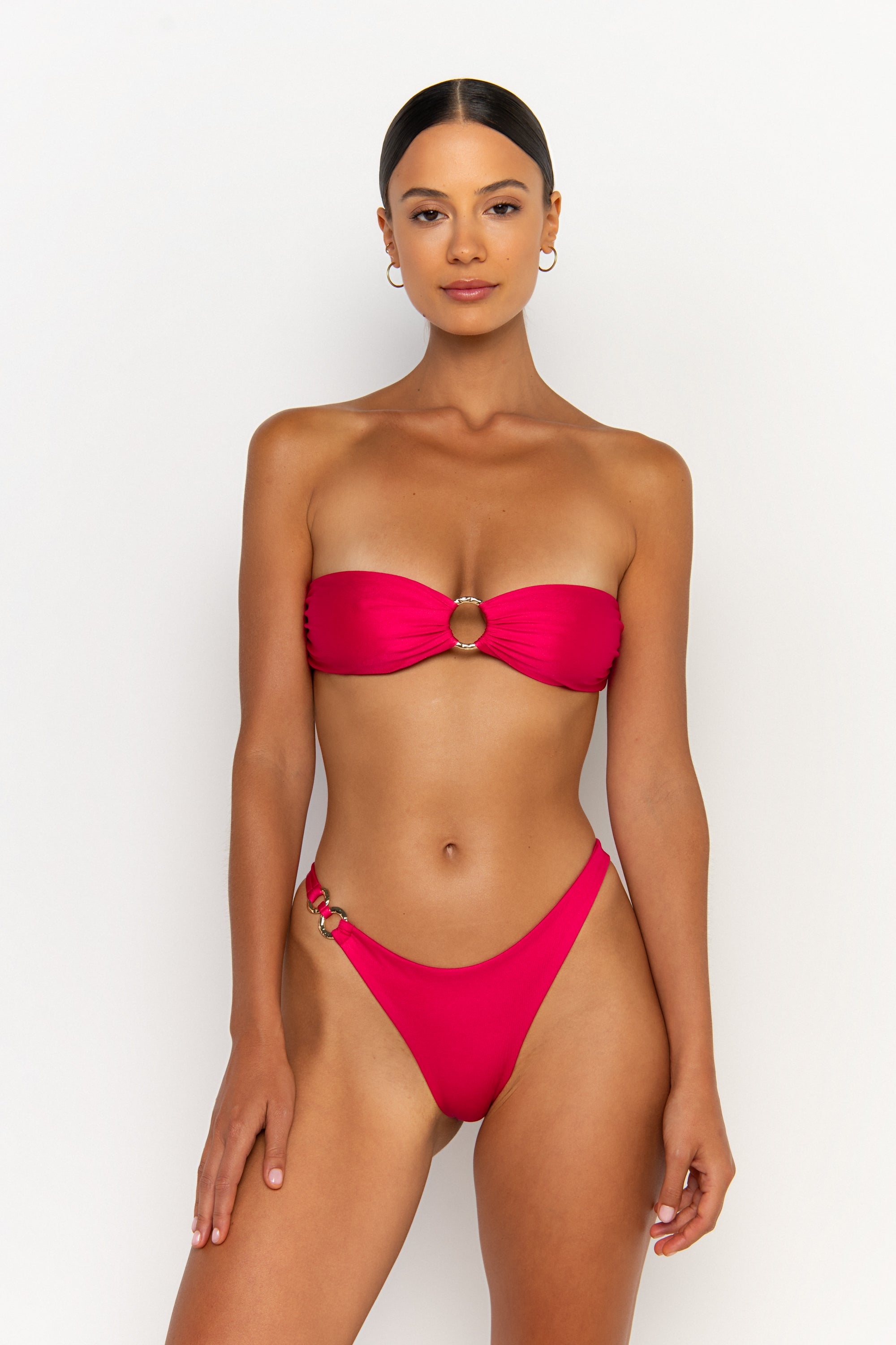 front view womens best bikini by sommer swim bikini swimwear hot bikinis this summer - cece magenta is a fuchsia bikini with bandeau bikini top