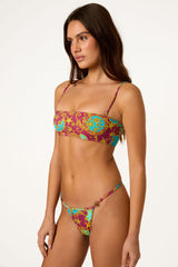 CLEO Opus Print - 90's Tube Bandeau Bikini Top