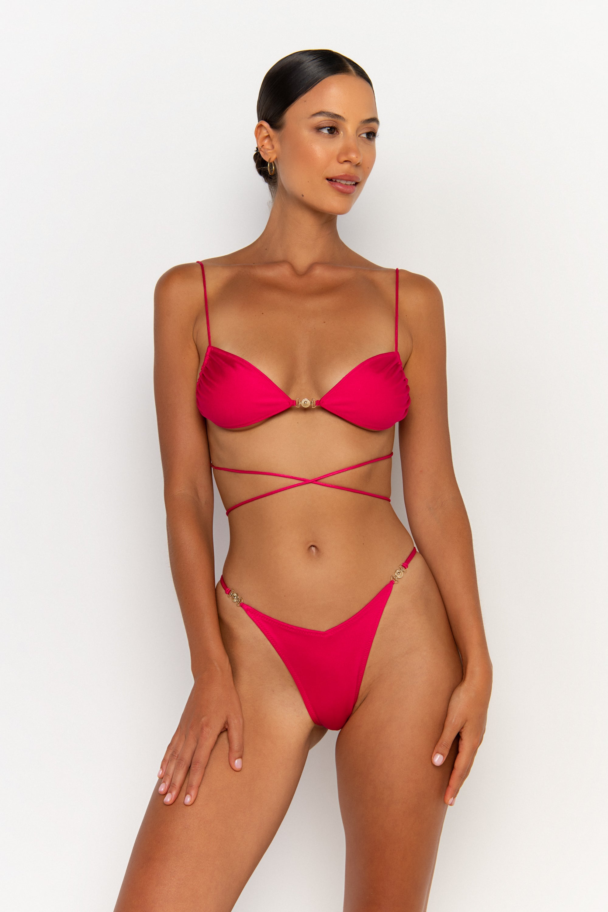 front view womens best bikini by sommer swim bikini swimwear hot bikinis this summer - ella magenta is a fuchsia bikini with bralette bikini top