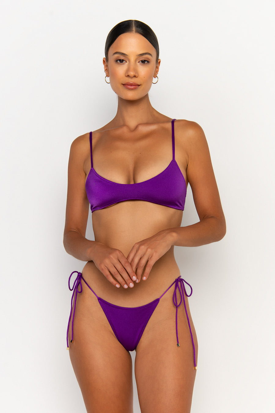 front view womens best bikini by sommer swim bikini swimwear hot bikinis this summer - pilar petunia is a purple bikini with bralette bikini top
