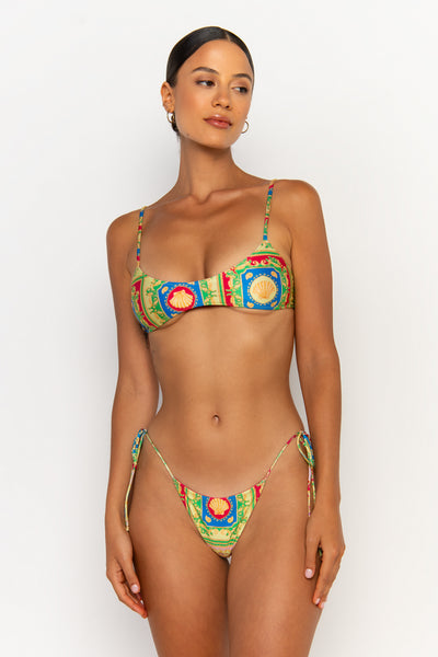 front view looking side womens best bikini by sommer swim bikini swimwear hot bikinis this summer - pilar posidonia is a print bikini with bralette bikini top