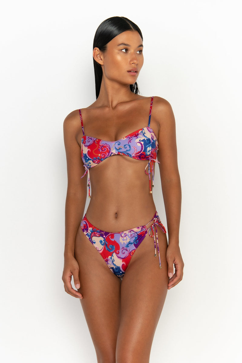 front looking side view womens best bikini by sommer swim bikini swimwear hot bikinis this summer - adriana rococo is a print bikini with high waisted bikini bottom