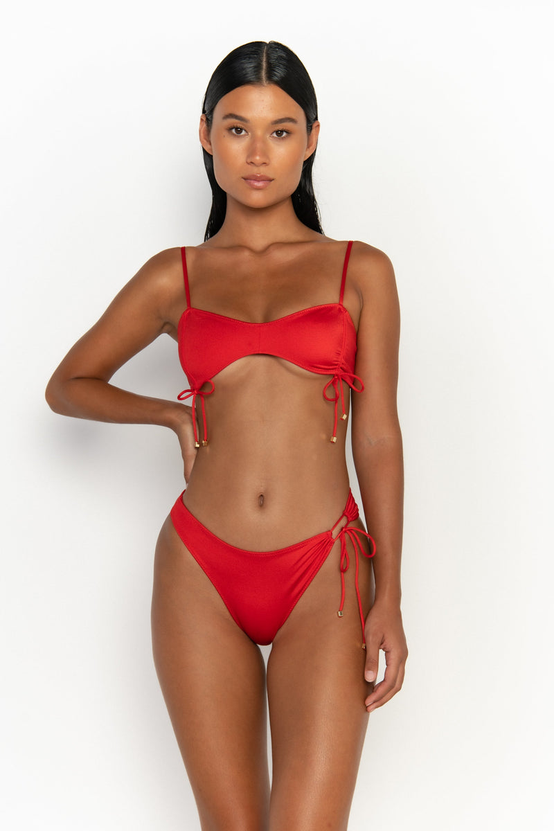 front view womens best bikini by sommer swim bikini swimwear hot bikinis this summer - adriana siren is a red bikini with high waisted bikini bottom