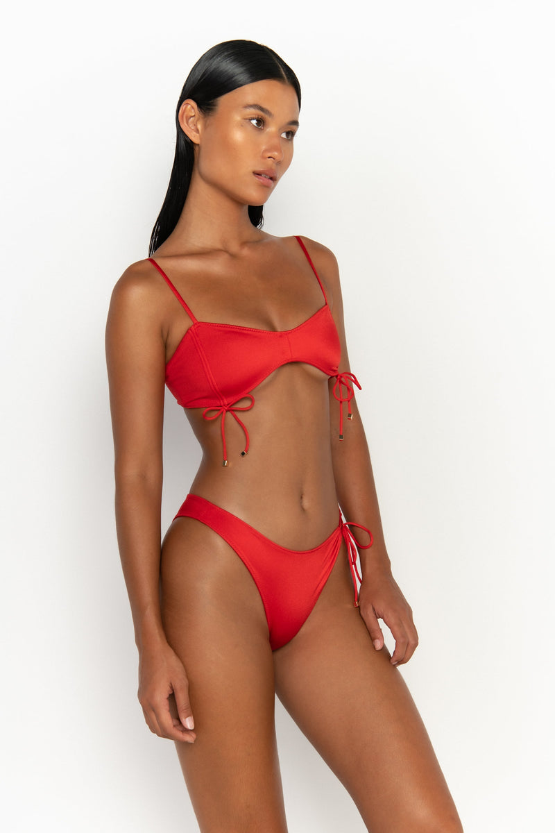 side view womens best bikini by sommer swim bikini swimwear hot bikinis this summer - adriana siren is a red bikini with high waisted bikini bottom