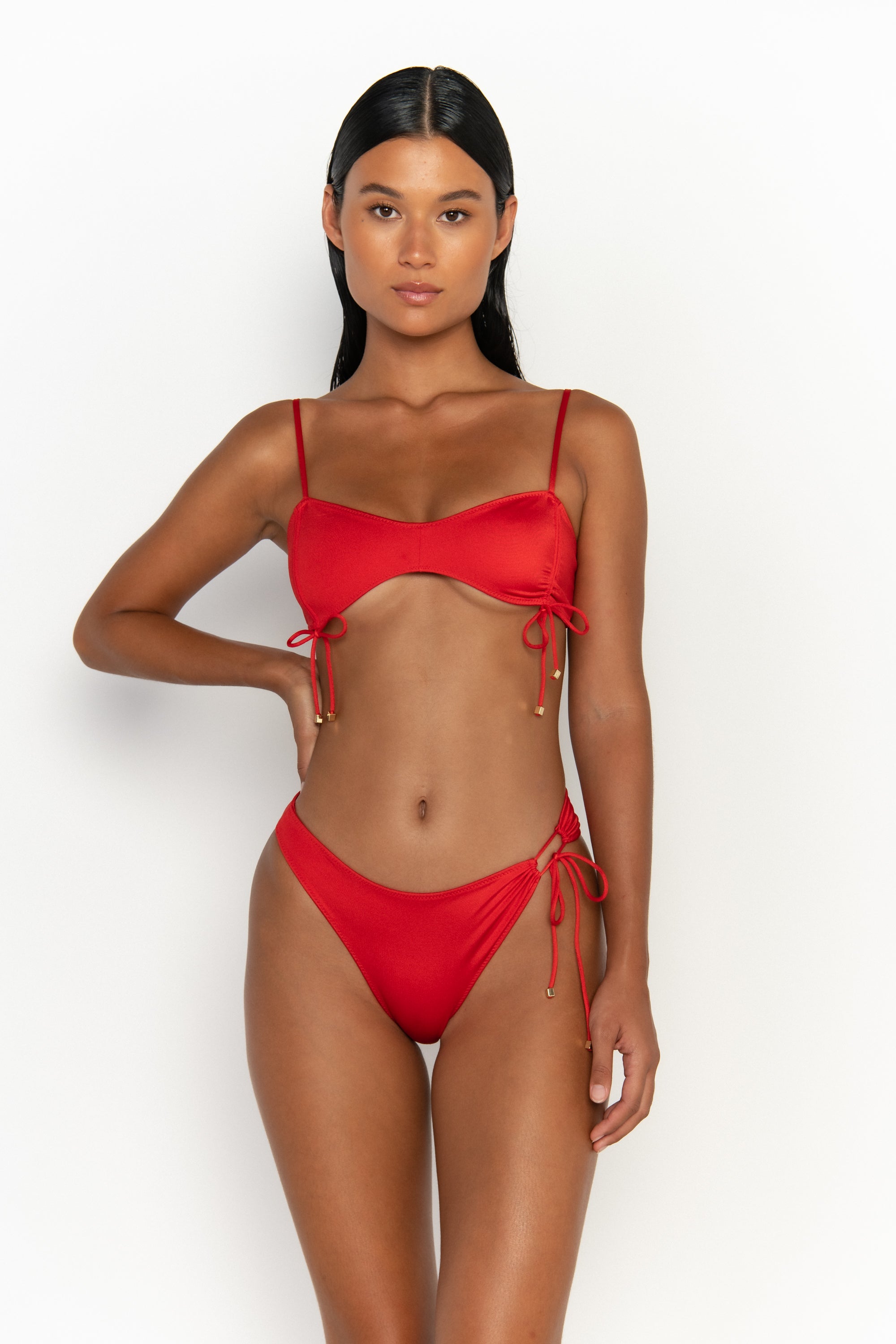 front view womens best bikini by sommer swim bikini swimwear hot bikinis this summer - bea siren is a red bikini with bralette bikini top