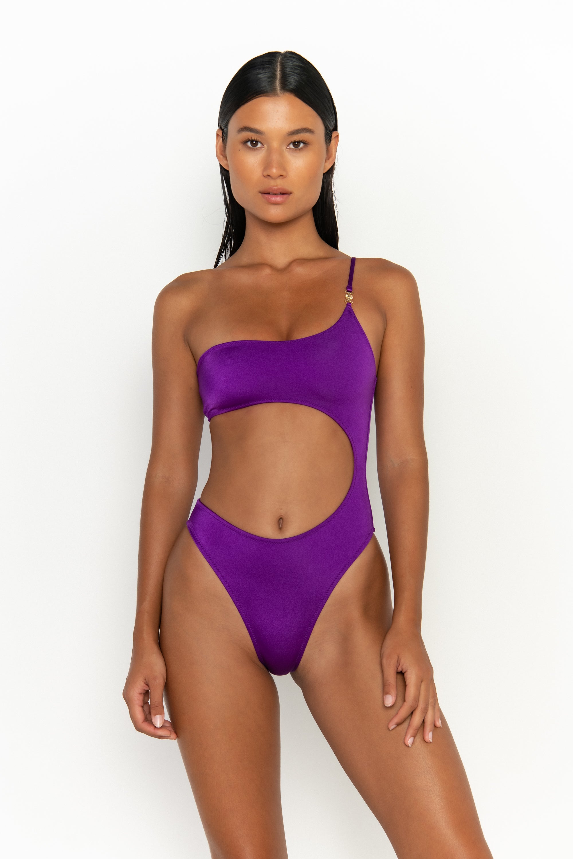 front view womens best bikini by sommer swim bikini swimwear hot bikinis this summer - bonita petunia is a purple one piece swimsuit