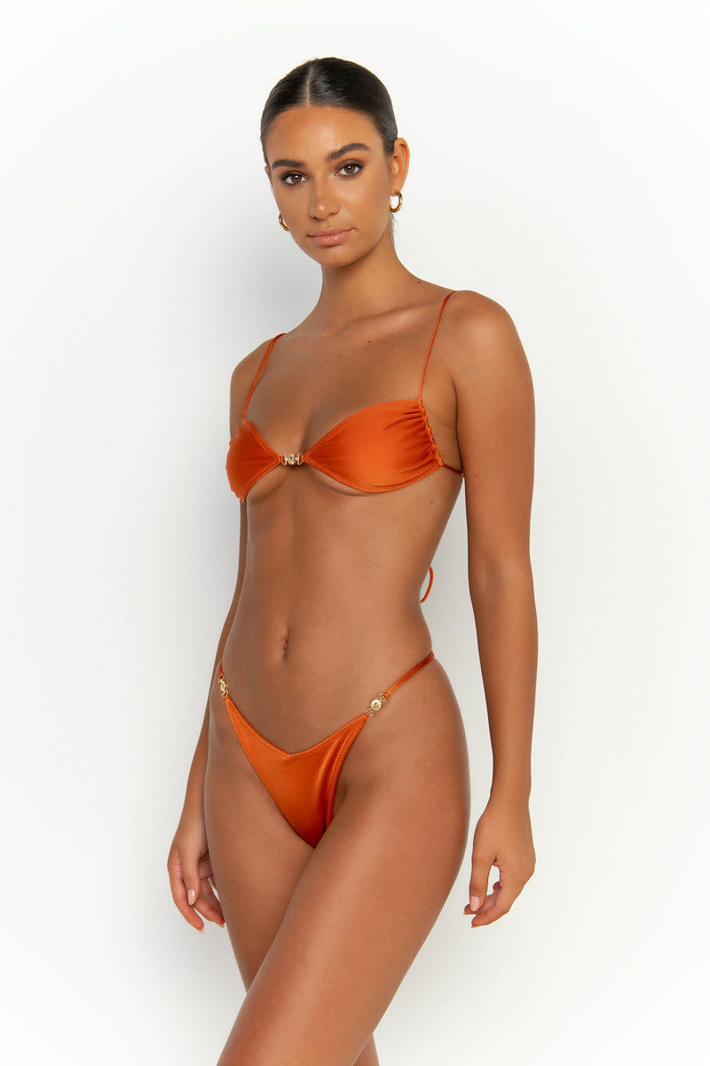 side view womens best bikini by sommer swim bikini swimwear hot bikinis this summer - ella egitto is a dark orange bikini with bralette bikini top