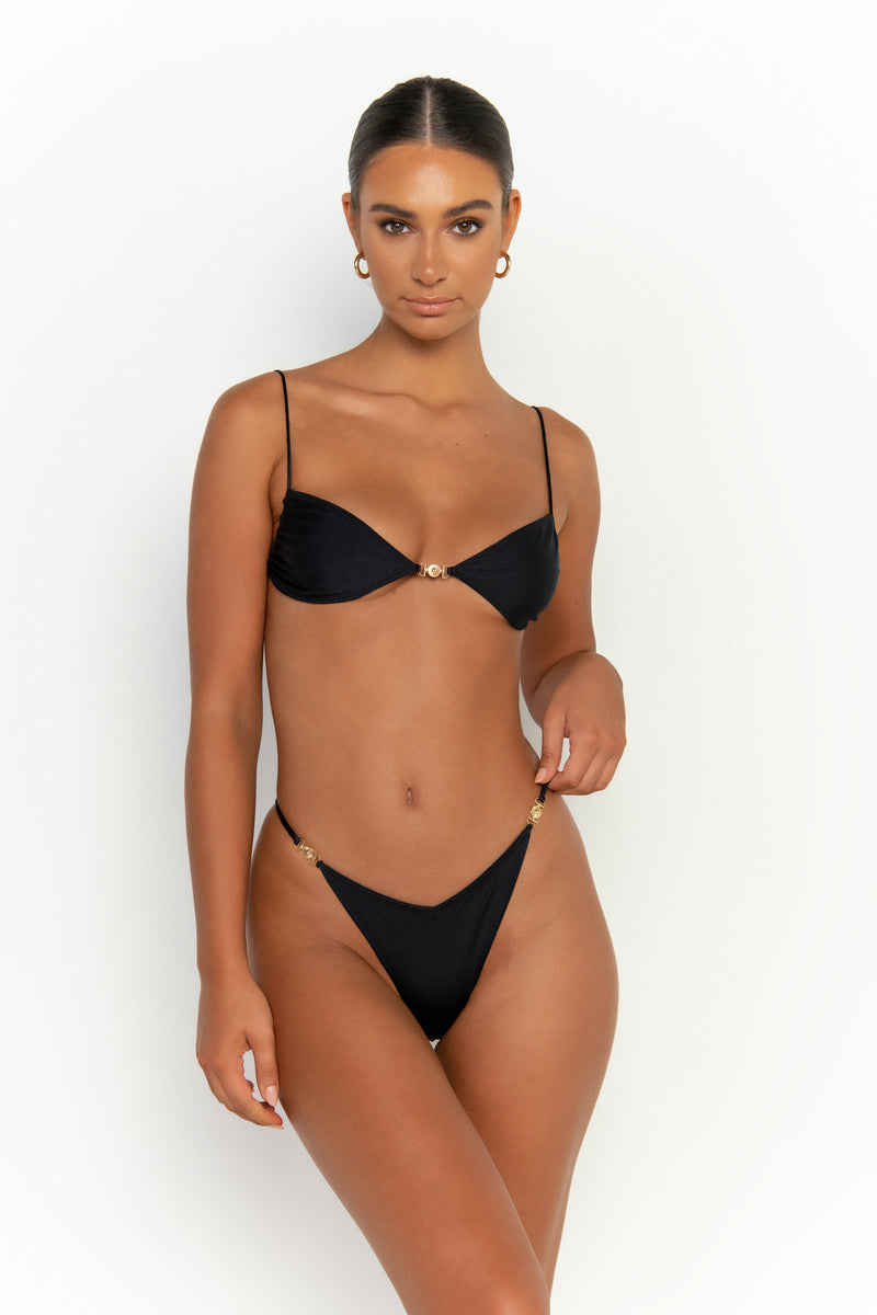 front second view womens best bikini by sommer swim bikini swimwear hot bikinis this summer - ella nero is a black bikini with bralette bikini top