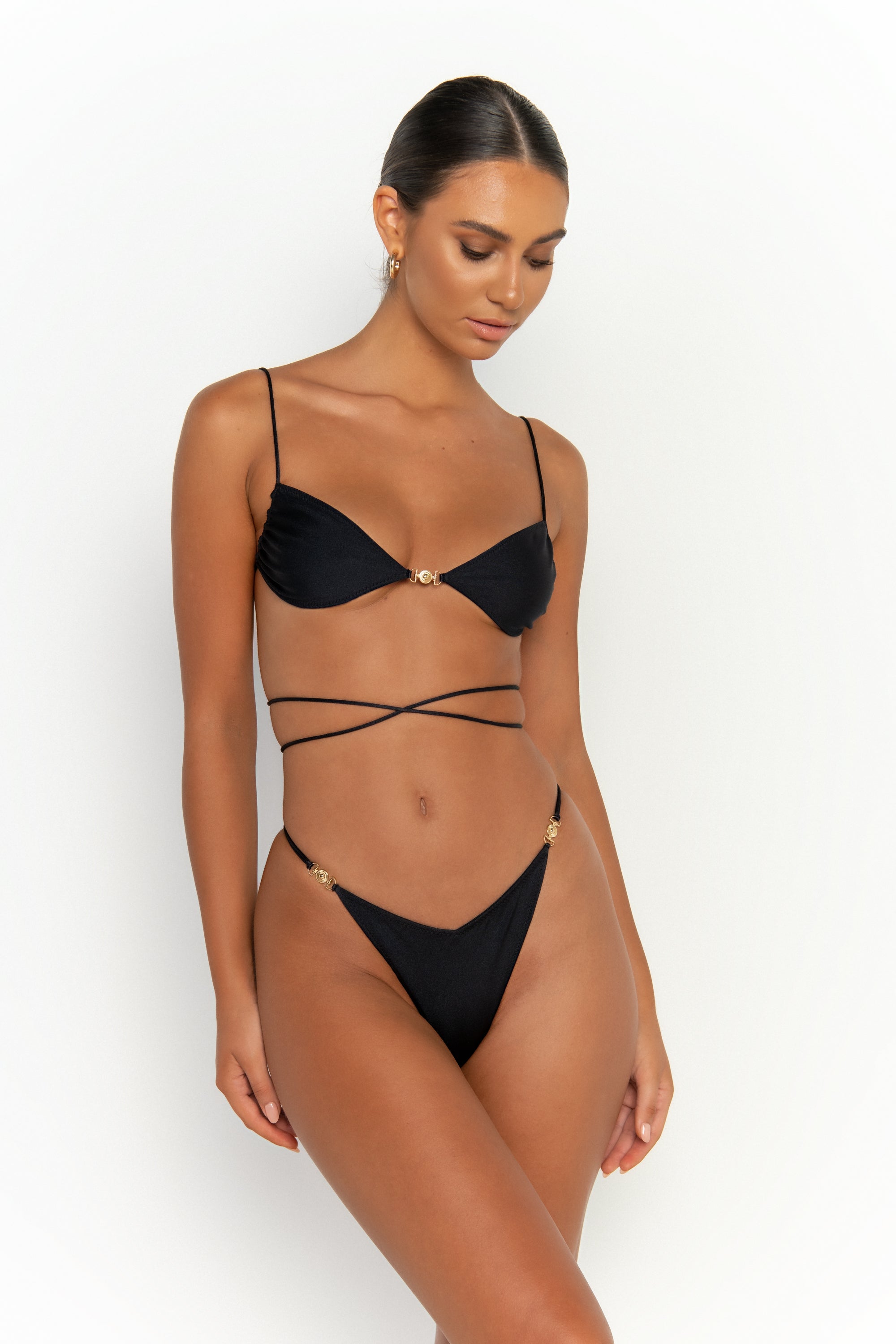 front view womens best bikini by sommer swim bikini swimwear hot bikinis this summer - ella nero is a black bikini with bralette bikini top