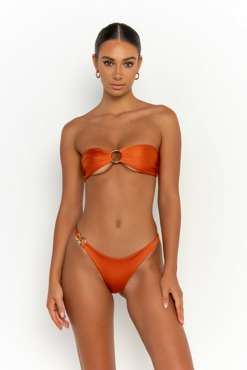 front view womens best bikini by sommer swim bikini swimwear hot bikinis this summer - gigi egitto is a dark orange bikini with cheeky bikini bottoms