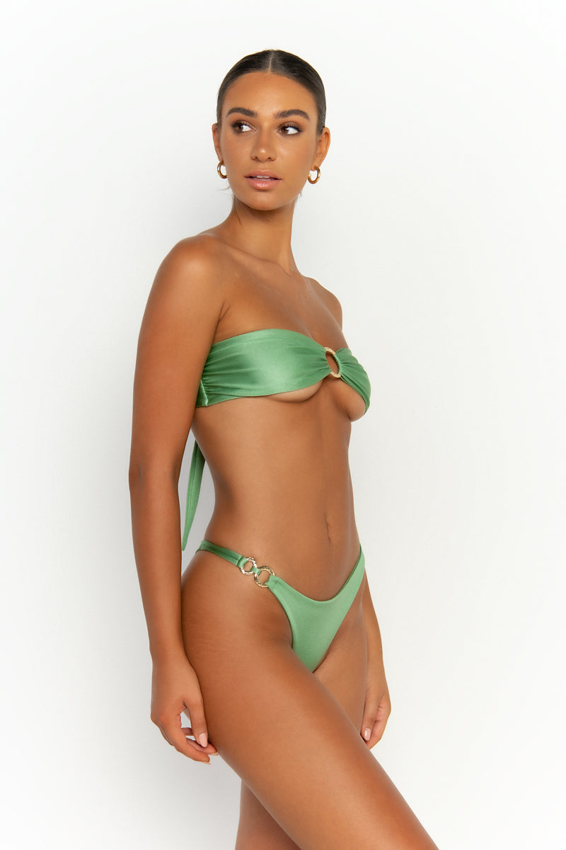 side view womens best bikini by sommer swim bikini swimwear hot bikinis this summer - gigi maltese is a mint green bikini with cheeky bikini bottoms