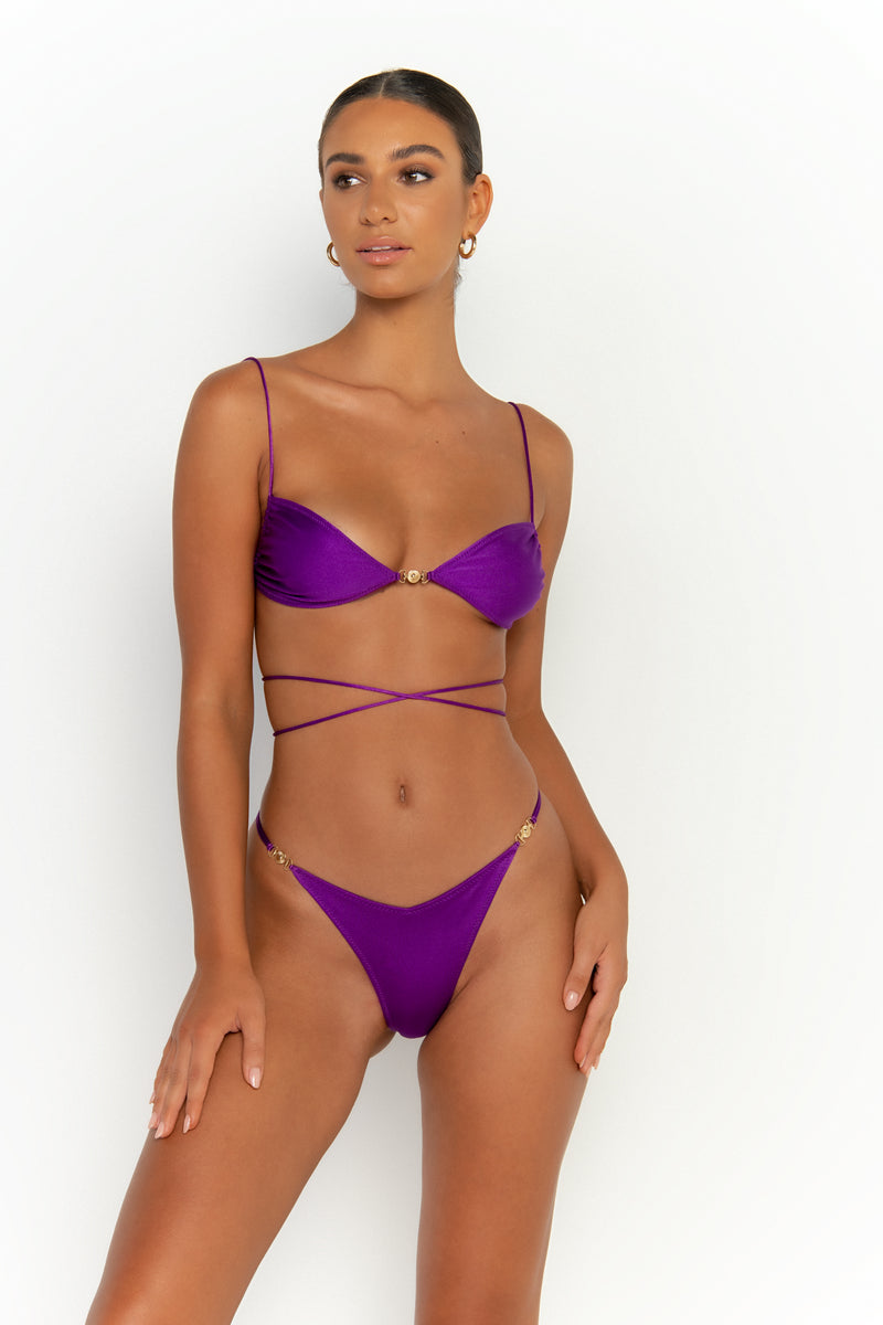 front second view womens best bikini by sommer swim bikini swimwear hot bikinis this summer - lia petunia is a purple bikini with brazilian bikini bottom